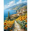 5d DIY Алмазная картина вышивка крестом Подсолнух Морской пейзаж Алмазная вышивка Мозаика Полная круглая дрель Домашний декор Искусство