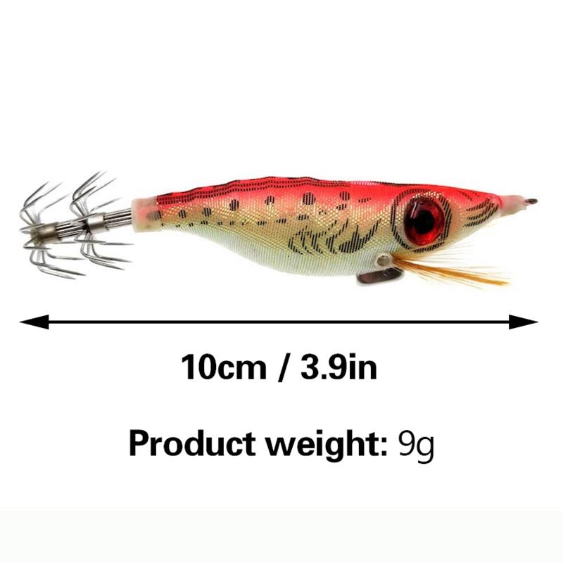 Рыболовная приманка Грузило для ловли кальмаров Крючок для ловли креветка из дерева Цветная ткань Креветка с большим глазом Lua Bionic Жесткий кальмар Рыболовный крючок для лосося