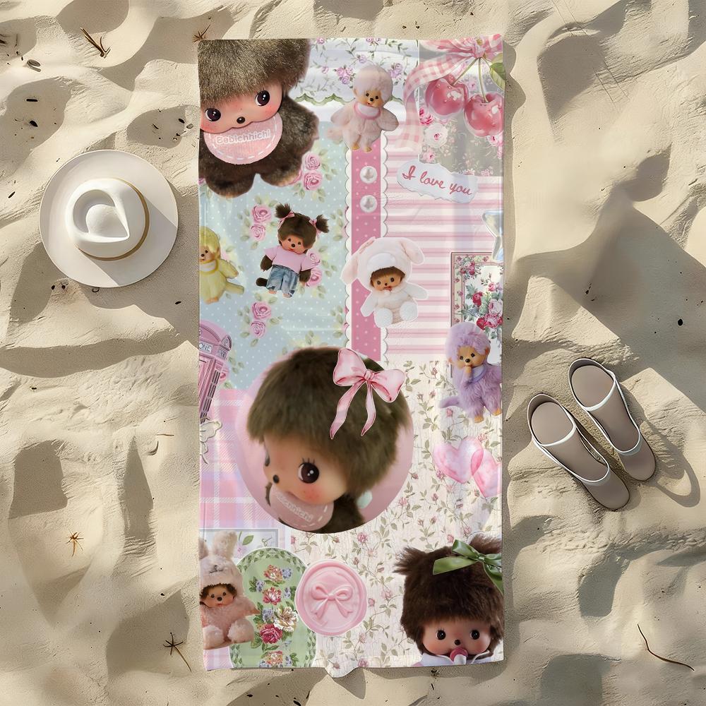 Cute Kawaii M-Monchhichi-S Towel For Swim Yoga Gym Quick Drying Soft and skin-friendly Beach Towels All-Season