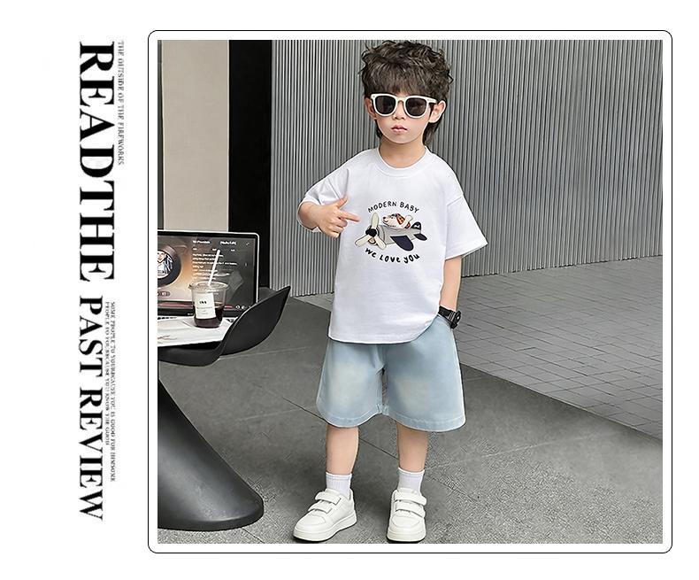 Boys' Summer Set 2026 New Style Children's Stylish Cartoon Short Sleeve Two piece Set Boys' Baby Casual Clothes Trendy