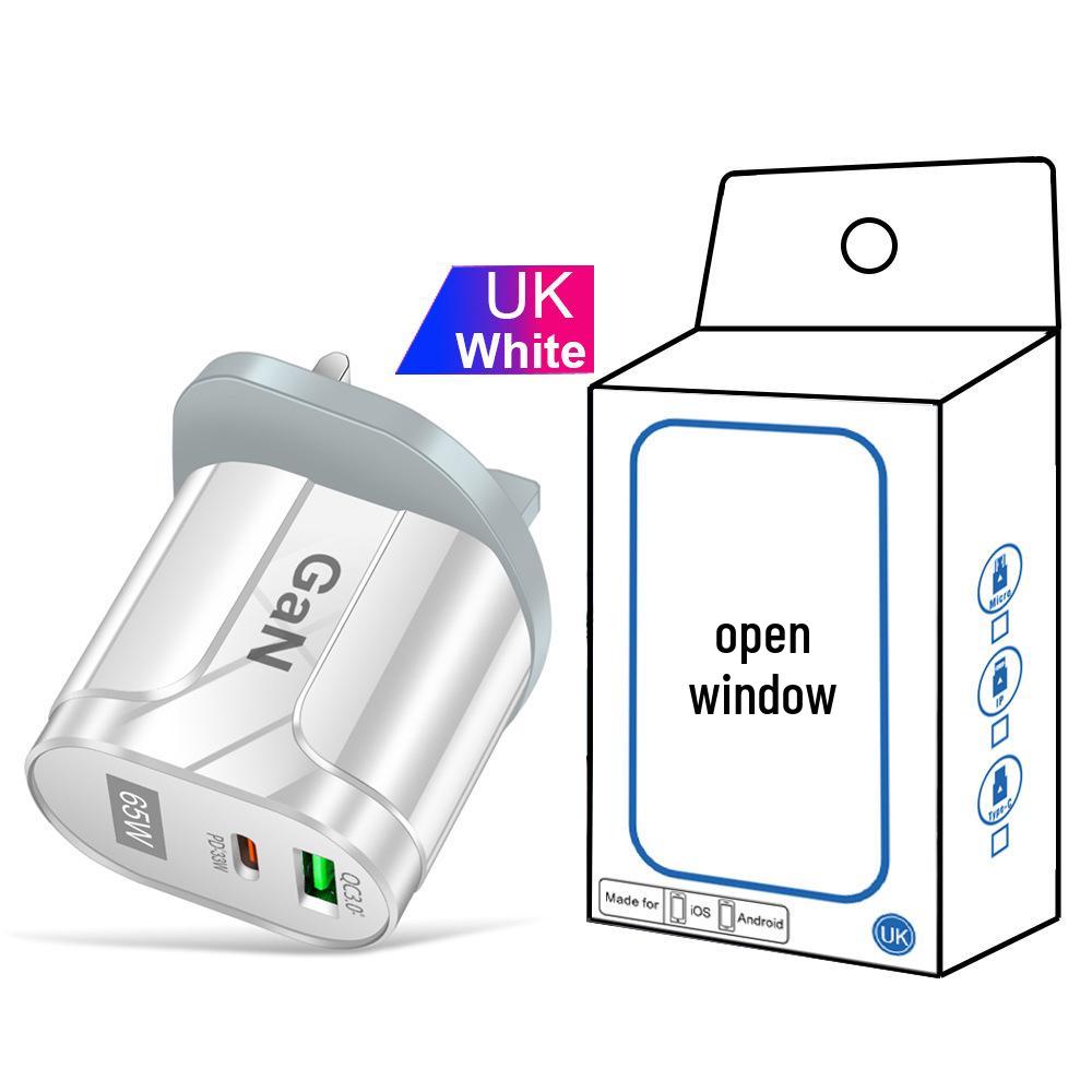 GaN-зарядное устройство PD33W: Быстрая зарядка QC3.0 9В/12В, спецификация EU/AU/UK, USB Direct Charge