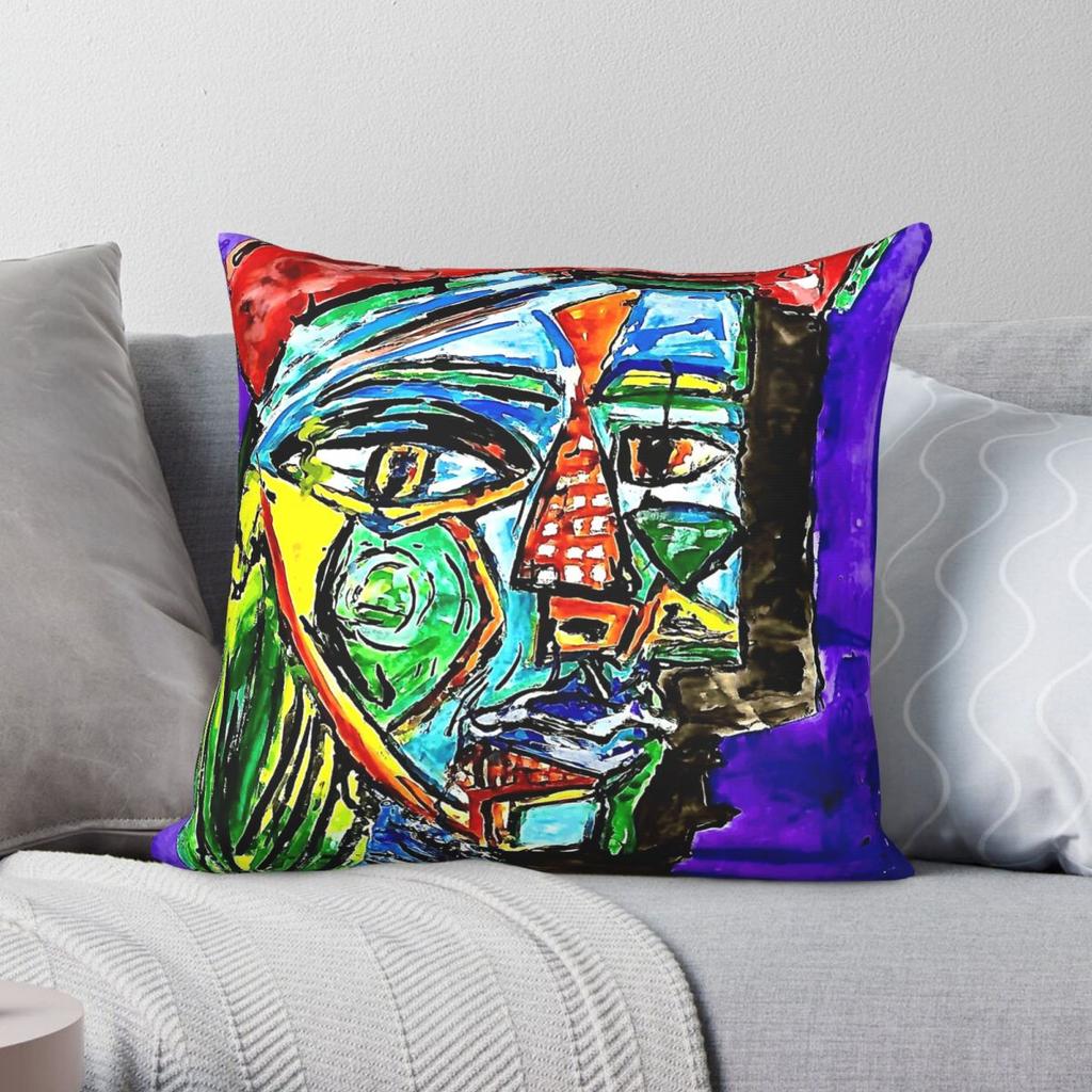 Picasso Woman In Beret And Checked Dress Pillowcase Polyester Linen Velvet Zip Decorative Pillow Case Sofa Cushion Cover X