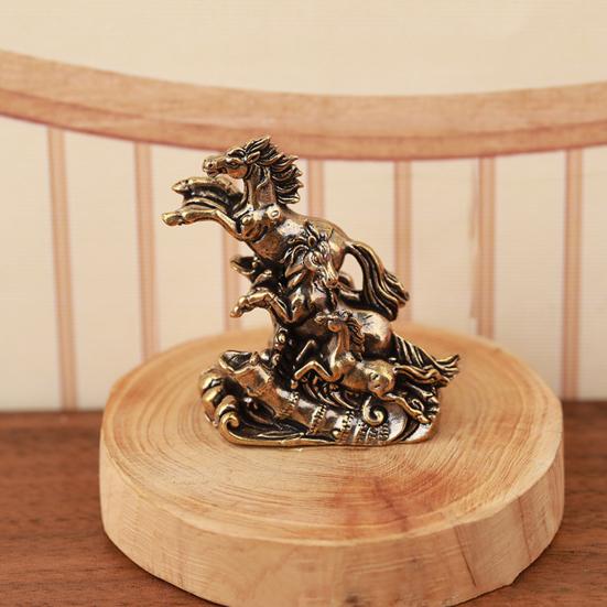 Статуэтка Лошади Фэн-шуй 2026 Год Лошади Настольные Латунные Украшения Китайский Новый Год Благословение Сувенир Скульптура Зодиакального Животного для Фестиваля Домашний Декор