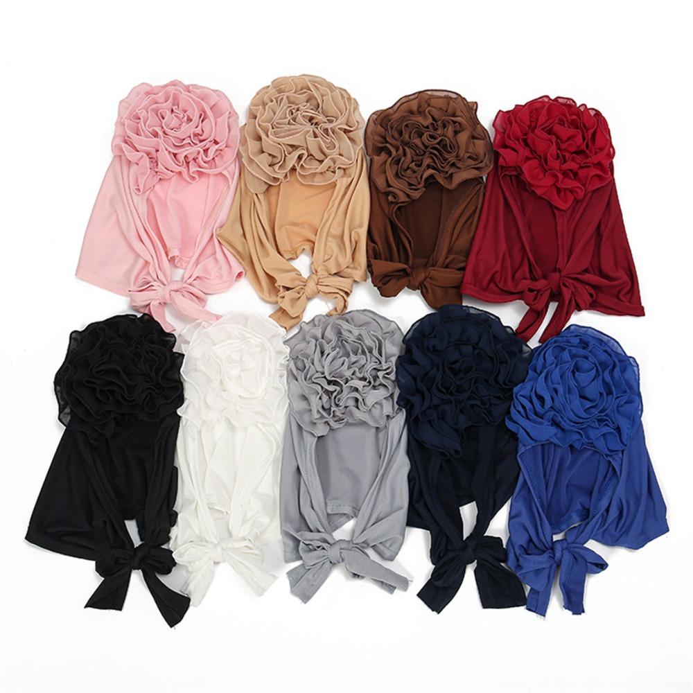 Hijabs Turban Hat Solid Color Inner Hijab Caps Fashion Pullover Cap  Women