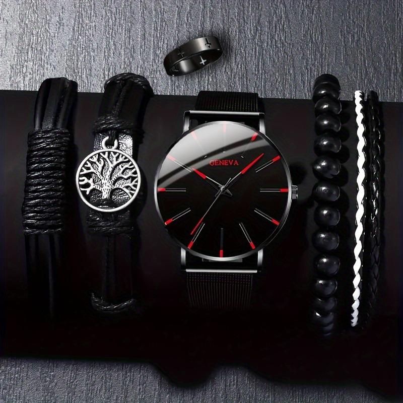 Набор аксессуаров для часов Geneva Мужские часы Часы с сетчатым ремешком Кварцевые часы