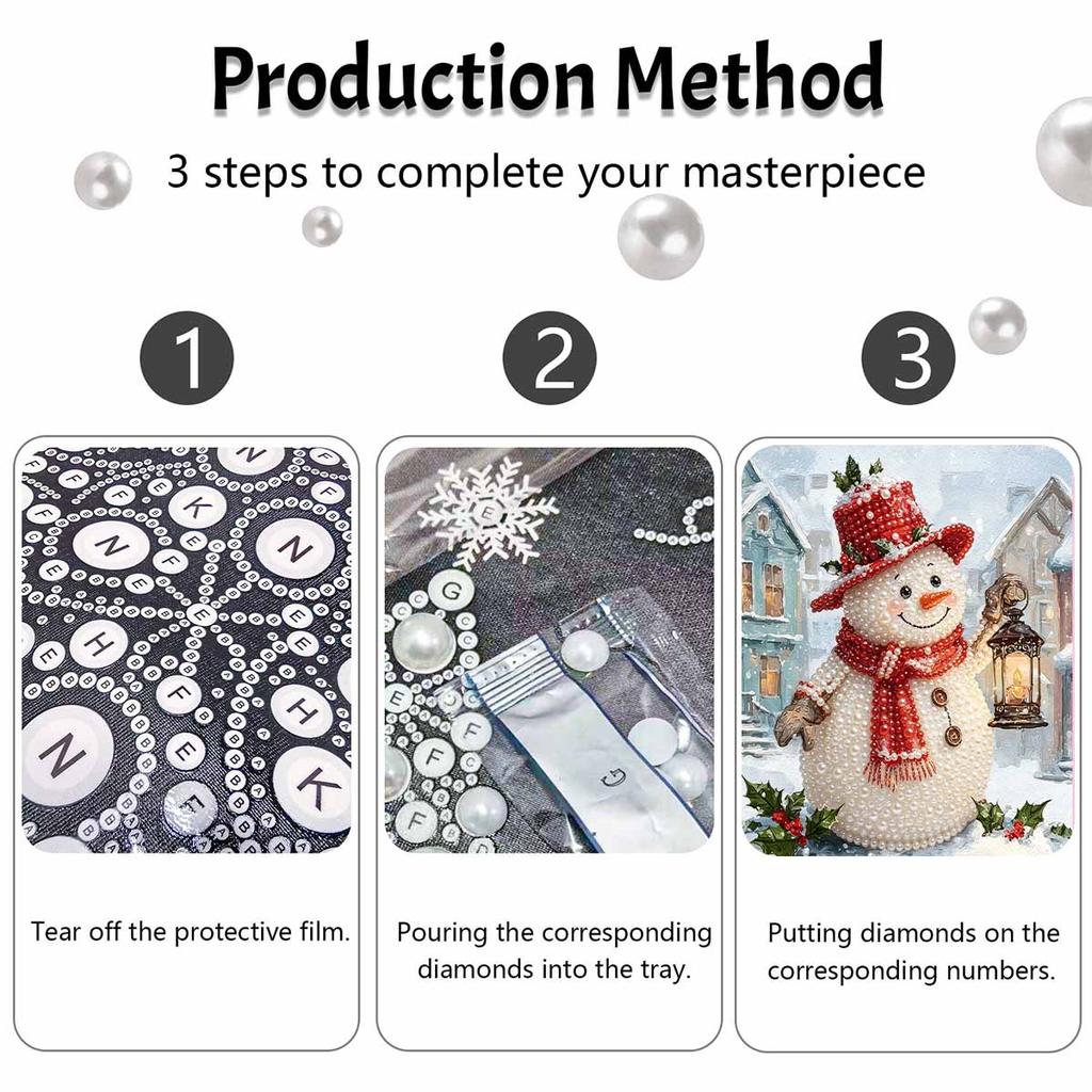 Christmas pearl painting art painting kit handmade diy home decoration painting snowman lantern winter scene 122 characters
