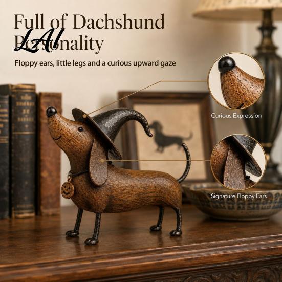 Covered Patio Dog Ornament Witchy Dachshund Halloween Figurine Witch Hat Statue Whimsical Holiday Party Table Decoration Farmhouse Tabletop