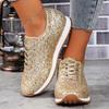 Fashion 2025 New Women's Sneakers Light Glitter Sneakers Spring Autumn Lace Up Low Heel Sport Shoes Women Comfort Non Slip Walking Shoes