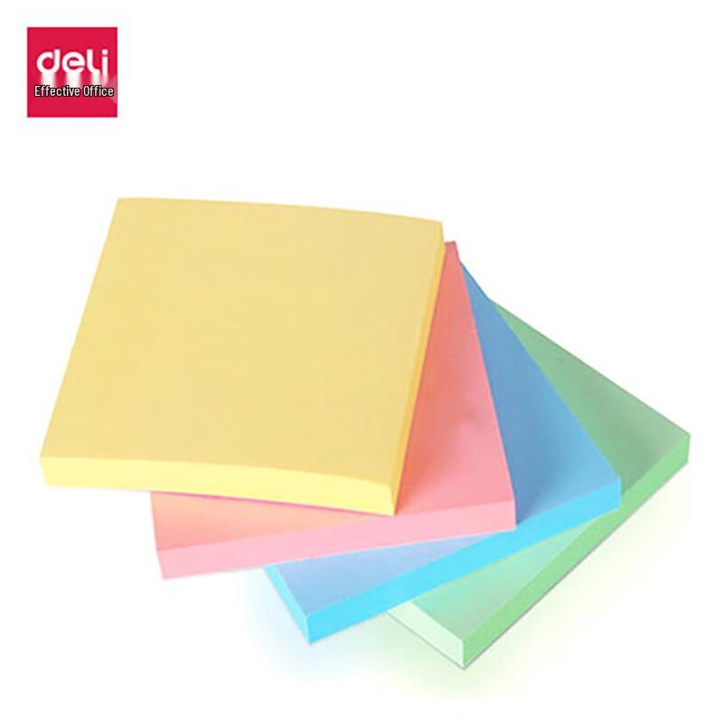 Deli 7737 Sticky Notes, Mixed Colors, 76x76mm, 12-Pack