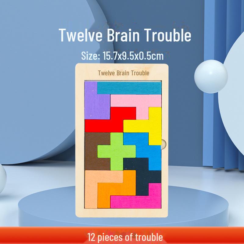 Деревянные обучающие блоки тетриса - головоломка танграм для раннего детства