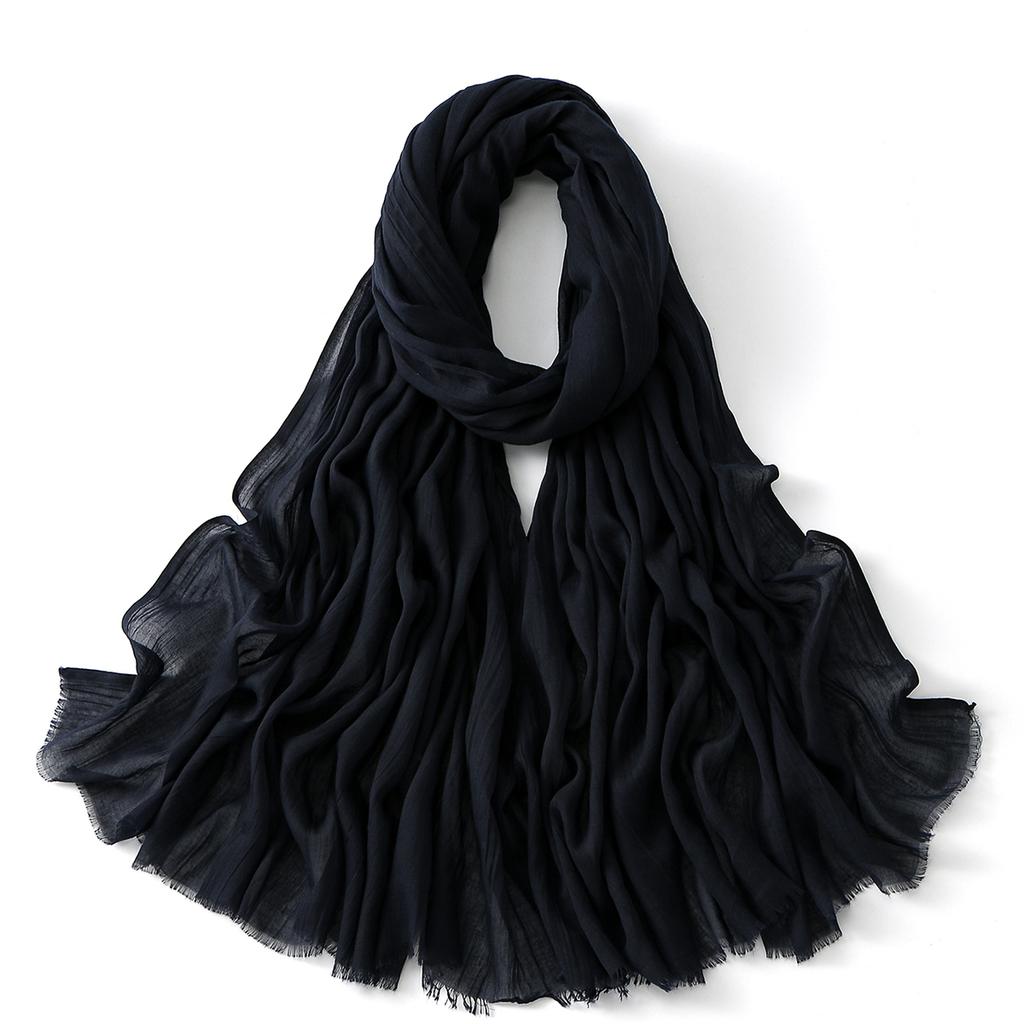 Muslim Cotton Rayon Hijab Solid Color Plain Scarf Women Soft Cotton Viscose Thin Voile Shawl Remove Edge Headscarf Turban