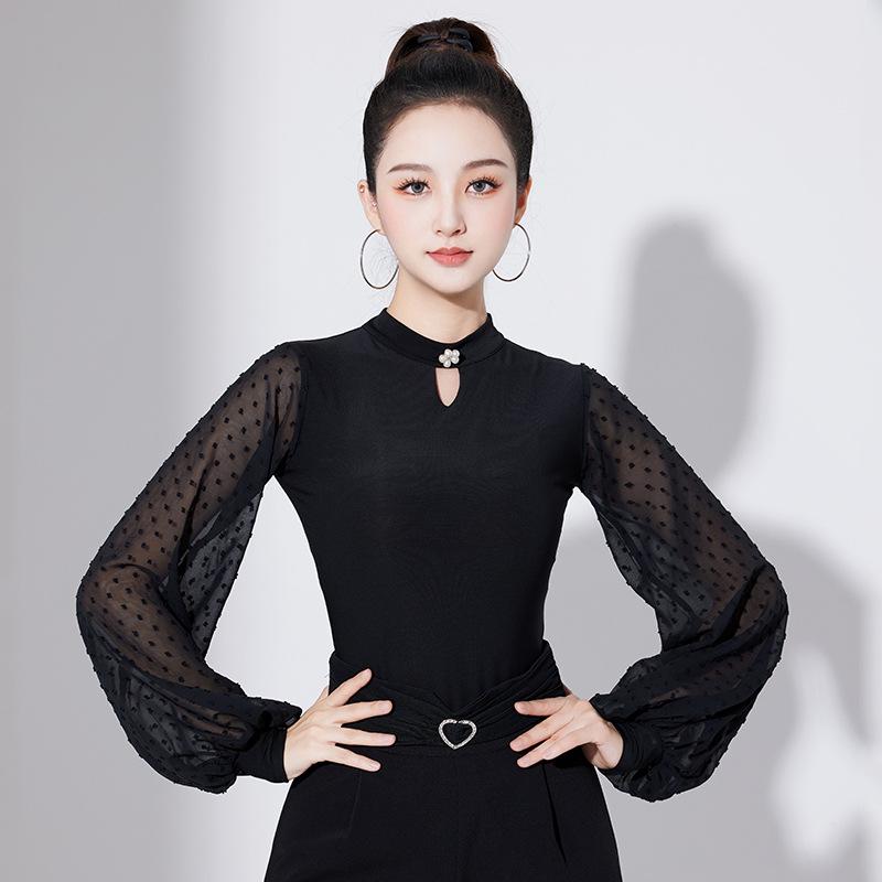 Женский современный комбинезон с рукавами-фонариками, защитой шеи и высоким воротником - танцевальная одежда National Standard