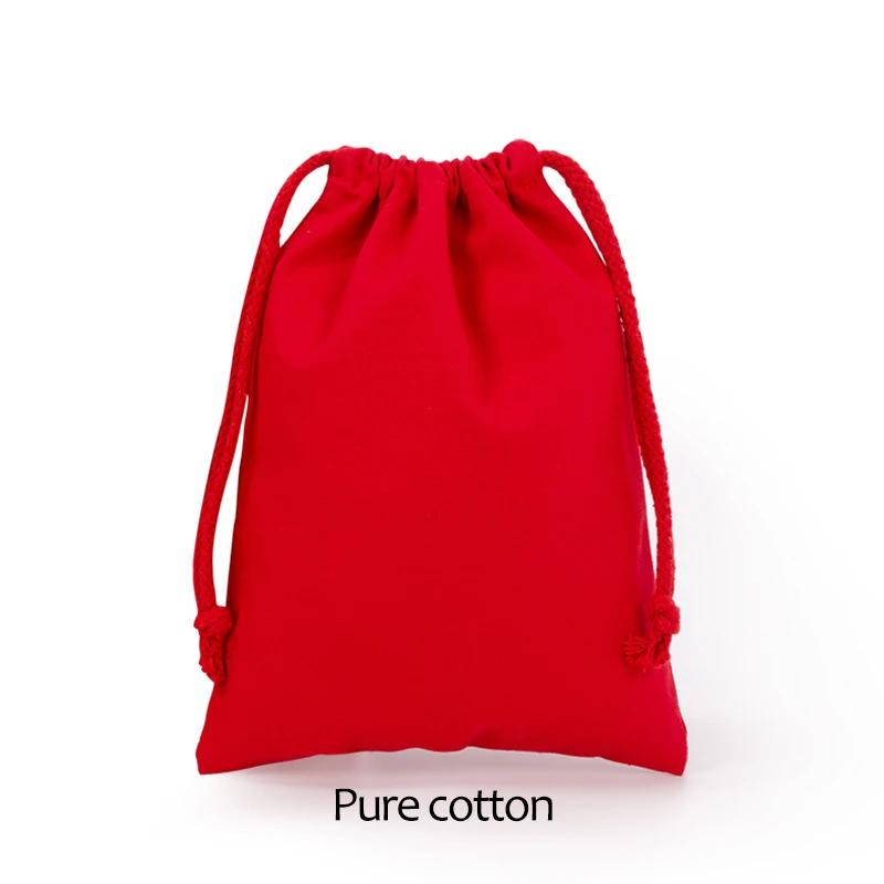 Cotton Cloth Gift Packaging Bag Drawstring Storage Bags White Canvas Bags for Candy Reusable Pouch Home Sundries Organize Sacks