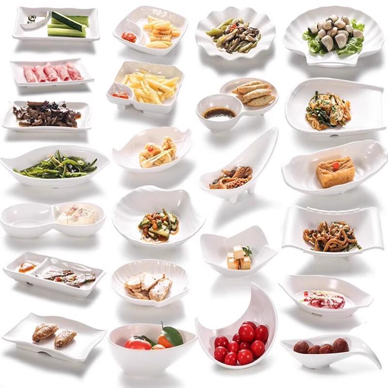 AVADEN Melamine White Round Snack Plates (Set of 10)