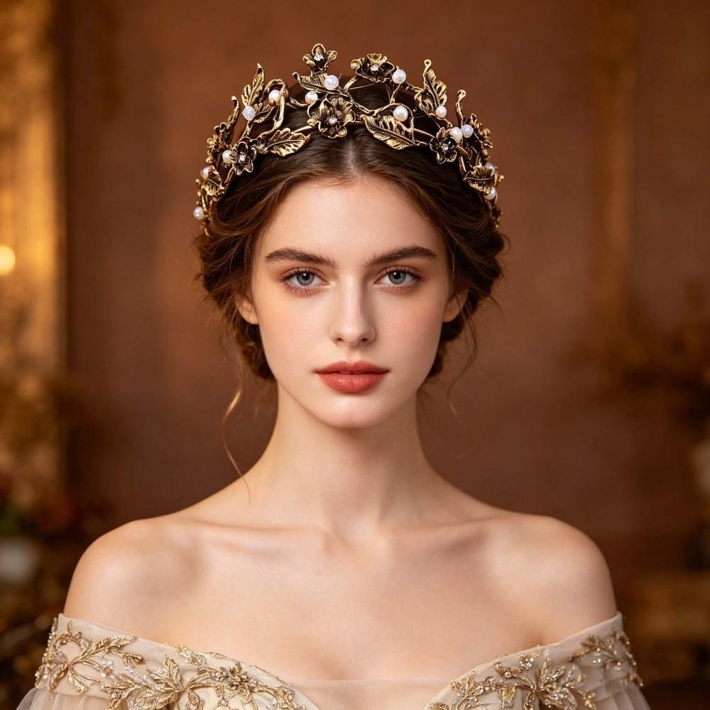 Zinc Zinc Alloy Bridal Tiaras Sparkling Wedding Tiaras Vintage Pearl Headpiece Girl