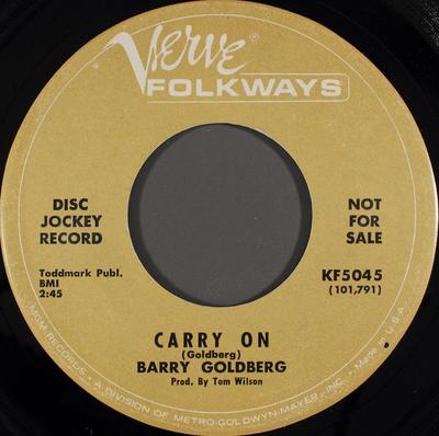 7-дюймовая пластинка БАРРИ ГОЛДБЕРГ - Carry On KF5045PROMO Verve Folkways 1967 США Рок Б/У