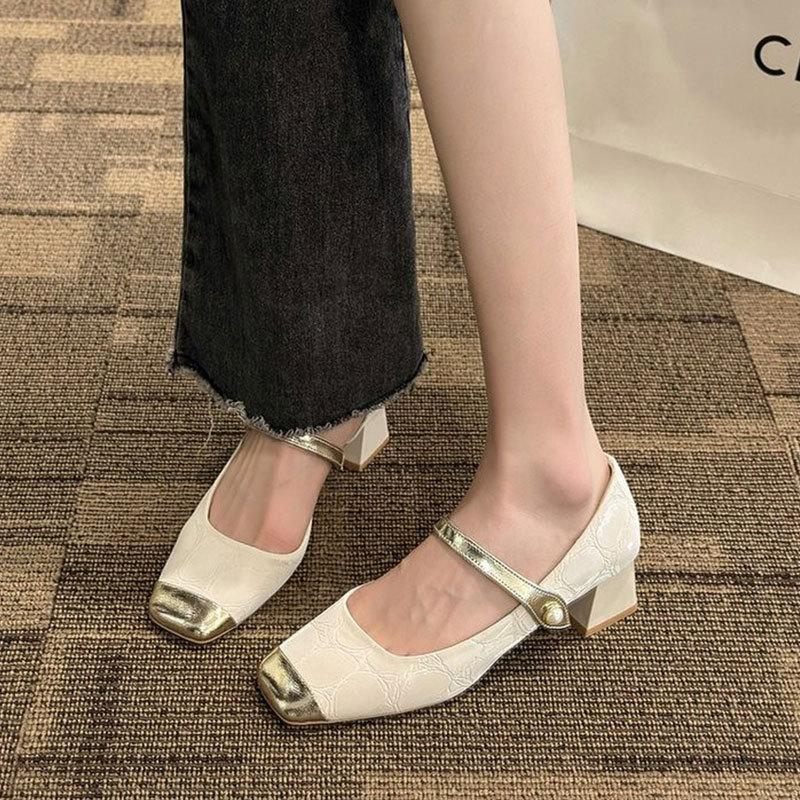 Internet celebrity explosion fairy style color matching Mary Jane shoes girl 2025 spring new versatile word with small fragrant style single shoes