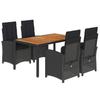VidaXL Ensemble à Manger de Jardin avec Coussins 5 pcs, Table et Chaises avec Dossier Réglable, Meubles d'Extérieur Patio 3212233