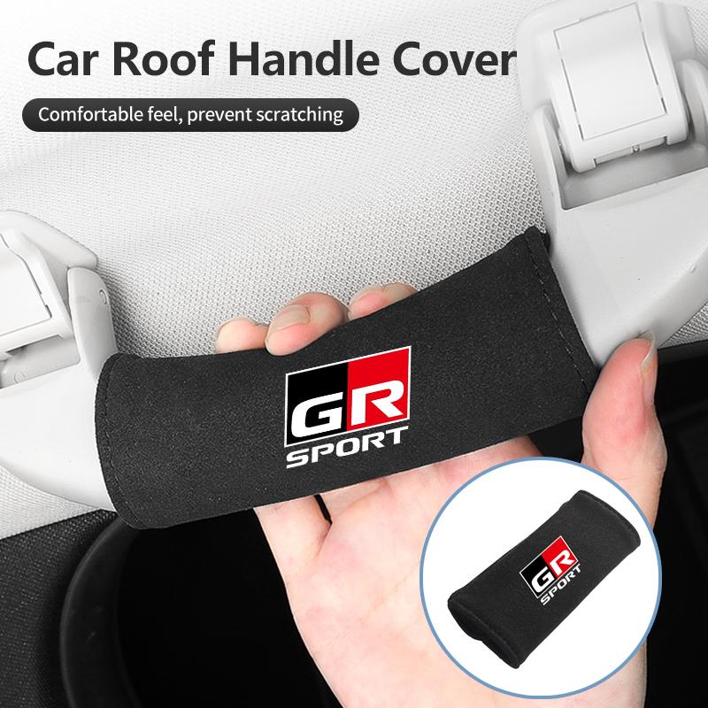 Car Interior Roof Handle Cover Suede Roof Grab Handle Grip For Toyota GR Sport Corolla Yaris Camry Prius RAV4 CHR Accessories