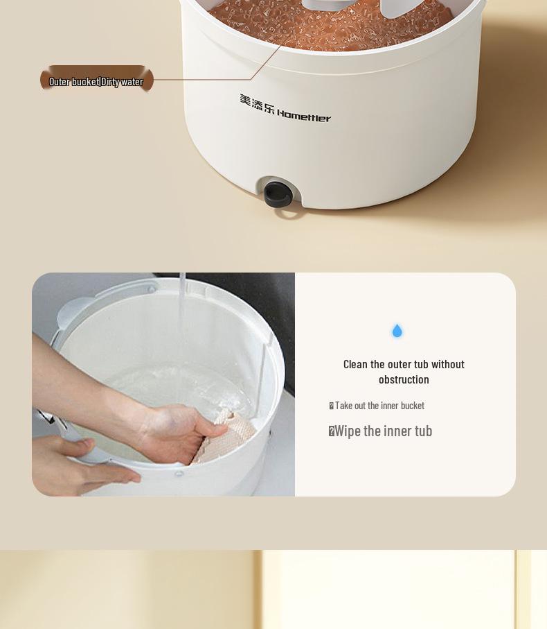 Вращающаяся швабра Meitianle: Разделение чистого и грязного, Ленивый бытовой инструмент для уборки, Прочная штанга, Тренд.