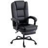 Ergonomic Office Chair Reclining Pu Office Chair With Retractable Footrest Adjustable Height Black