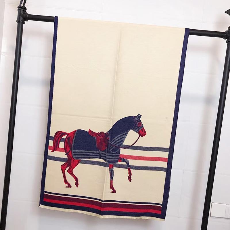 Winter Imitation Cashmere Bag Horse Beige Scarf Sweet Jacquard Medium Long Shawl Neck Protector
