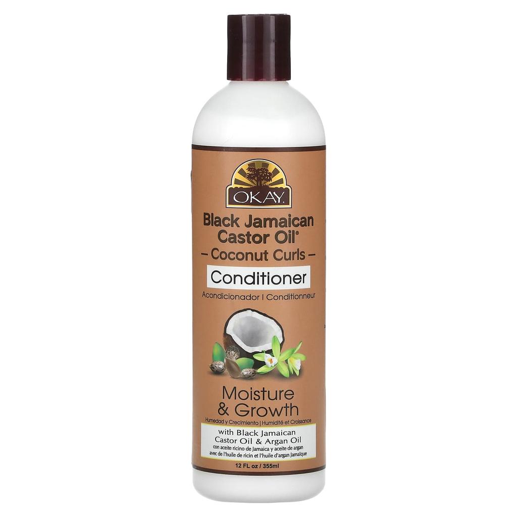 Okay Pure Naturals Черное ямайское касторовое масло, Кокосовые локоны, Кондиционер, 12 жидких унций (355 мл)