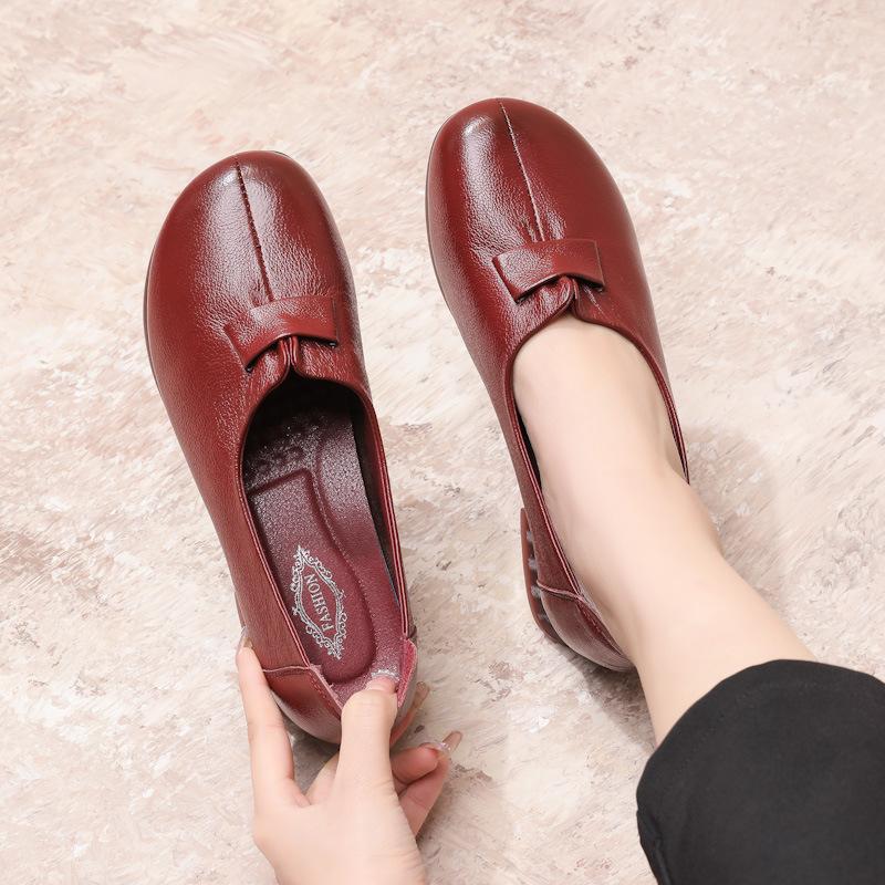 Возврату и обмену не подлежит [Распродажа] Женская обувь среднего и пожилого возраста Повседневные туфли из кожи на плоской подошве для мам Обувь из натуральной кожи для пожилых людей Gran