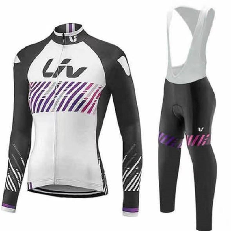 Womens Cycling Jersey Set Long Sleeve Breathable Quick Dry Riding Outfit Striped Design