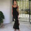 Women's Fashion Temperament Slim Long Splicing Sexy Gauze Skirt Edge Halter Dress