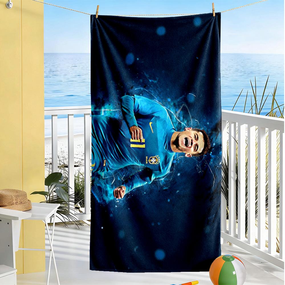 Brazilian Football Star Beach Towel Super Soft & Absorbent Comfortable Lightweight