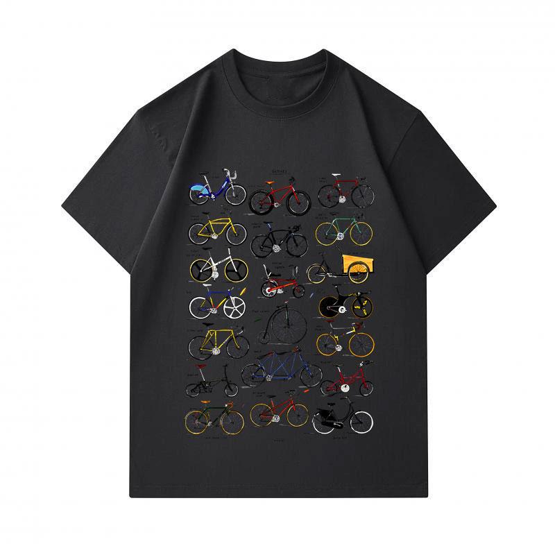 Men's 100% Cotton Crew Neck Short Sleeve T-Shirt, Vintage Bicycle Collection Print Casual Comfortable Tee for Biking Lovers Daily Wear