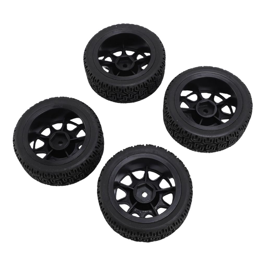 4PCS RC Rally Tires Fit for Tamiya TT01 XV02 70mm 1:10 Scale Plastic Nylon RC Car Wheel Hub Tire Black