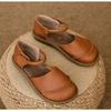 Fashion Retro Handmade Brown Leather Flats Sandals 2025 Summer New Casual Versatile Comfortable Soft Sole Women's Shoes