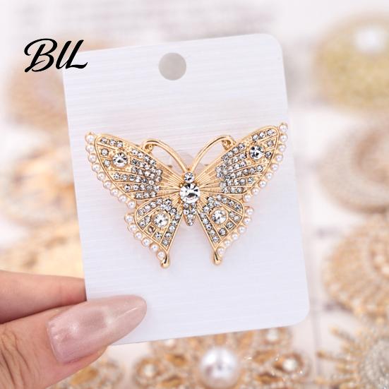 Vintage Lapel Pins Women Rhinestone Butterfly Brooch Pin, Insect Alloy Badge Pin Jewelry Accessories for Daily Wear Wedding Party Prom Bridal