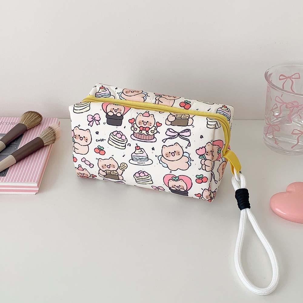 Pen Bag Cloth Cartoon Stationery Bag Puppy Cat Bear Print Pencil Pouch Office