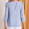 Ladies Spring Summer Half Sleeve All Match Pullover Striped Blouse Shirt Top