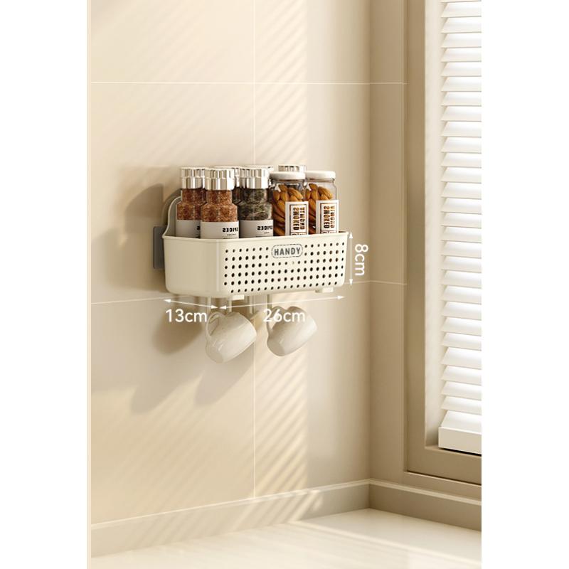 Kitchen Rack, Home Bathroom, No Punching, Wall-mounted Condiment Multi-purpose Sink Drain Storage Rack