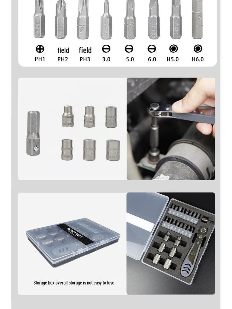 24-in-1 Multifunctional Ratchet Screwdriver Set for Home Repair