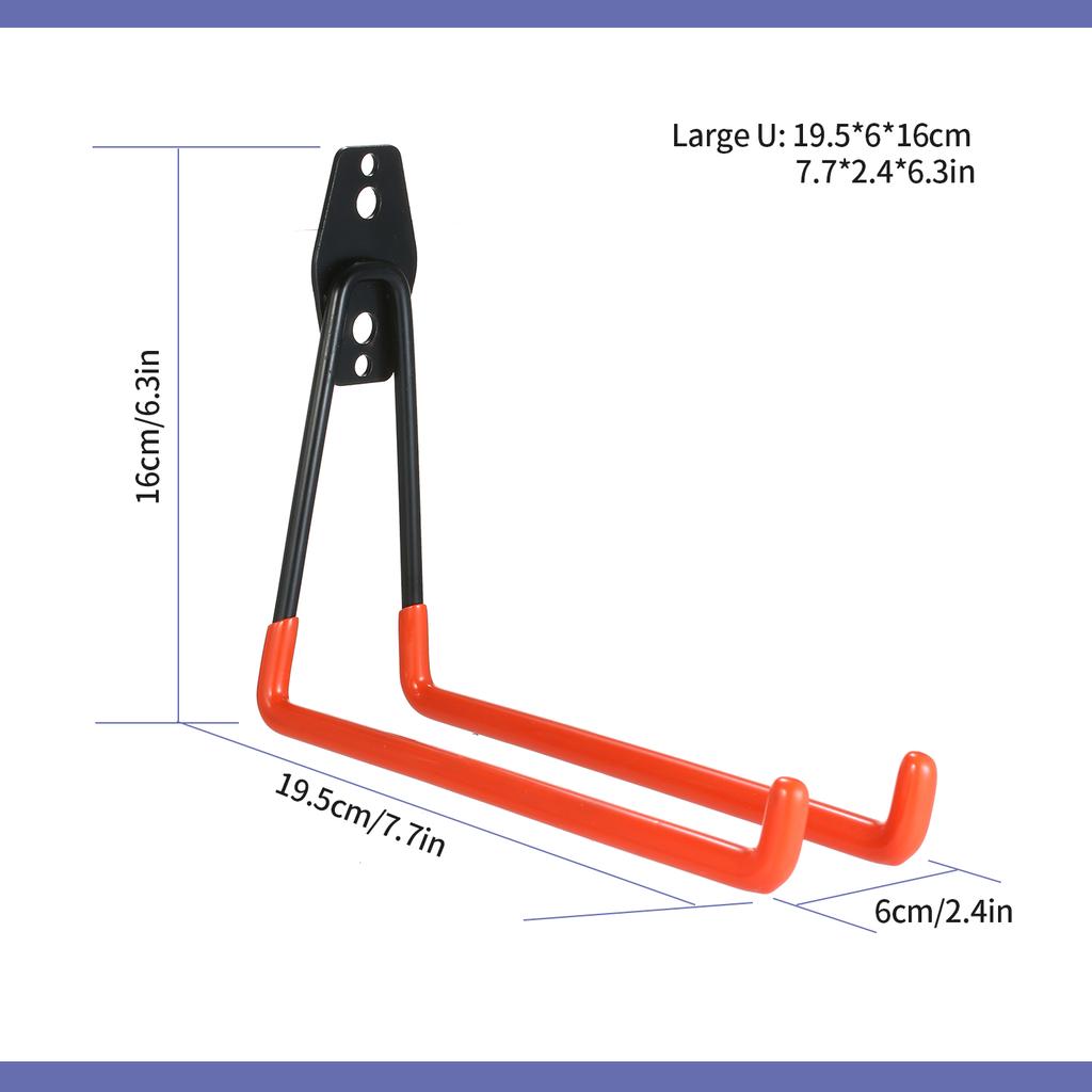 Steel Garage Storage Utility Double Hooks Heavy Duty Garage Organizer Warehouse Hooks for Power Tools Ladders Bulk items Bikes Ropes