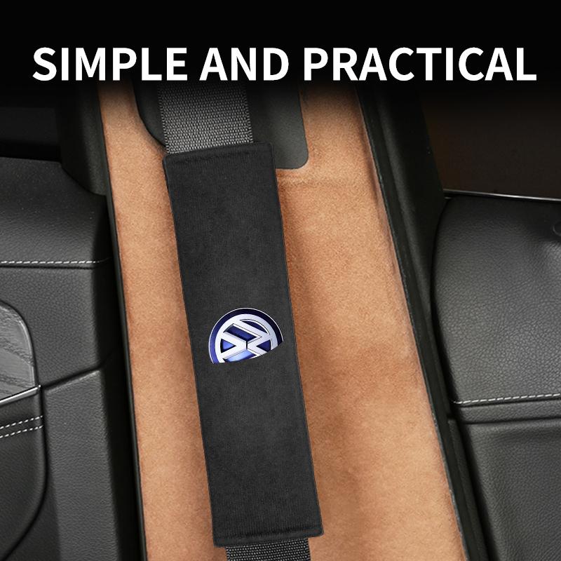 SPAHJ1 Car Seat Belt Covers Safety Belt Shoulder Protection Auto Soft Seat Belt Covers For Volkswagen Golf-7 4 5 CC T-ROC Sharan Passat