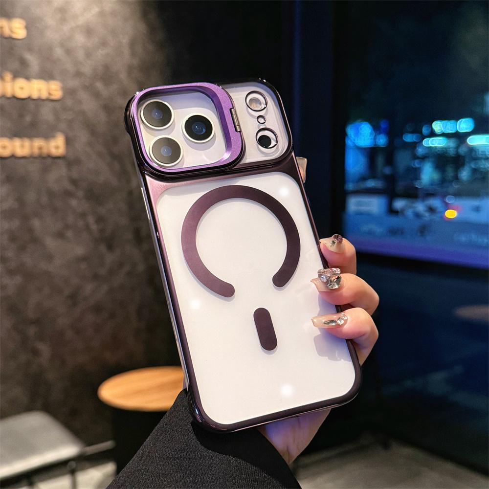Роскошный прозрачный ПК с покрытием чехол для телефона для iPhone 17 Pro Max Air 16 15 14 13 Магнитный безрамочный чехол Magsafe для Apple Case