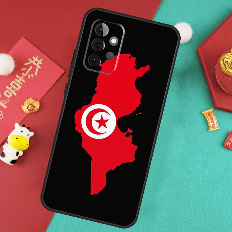 Tunisia Flag Map Case For Samsung Galaxy A16 A26 A36 A56 A15 A35 A55 A14 A34 A54 A12 A32 A52 A13 A33 A53 A17
