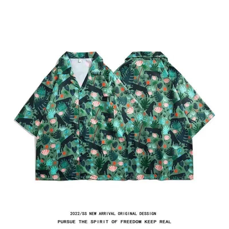Мужская рубашка в стиле ретро, ​​мужской летний наряд, студенческий свободный крой, нишевый дизайн, повседневный мужской топ, верхняя одежда, пляжный топ