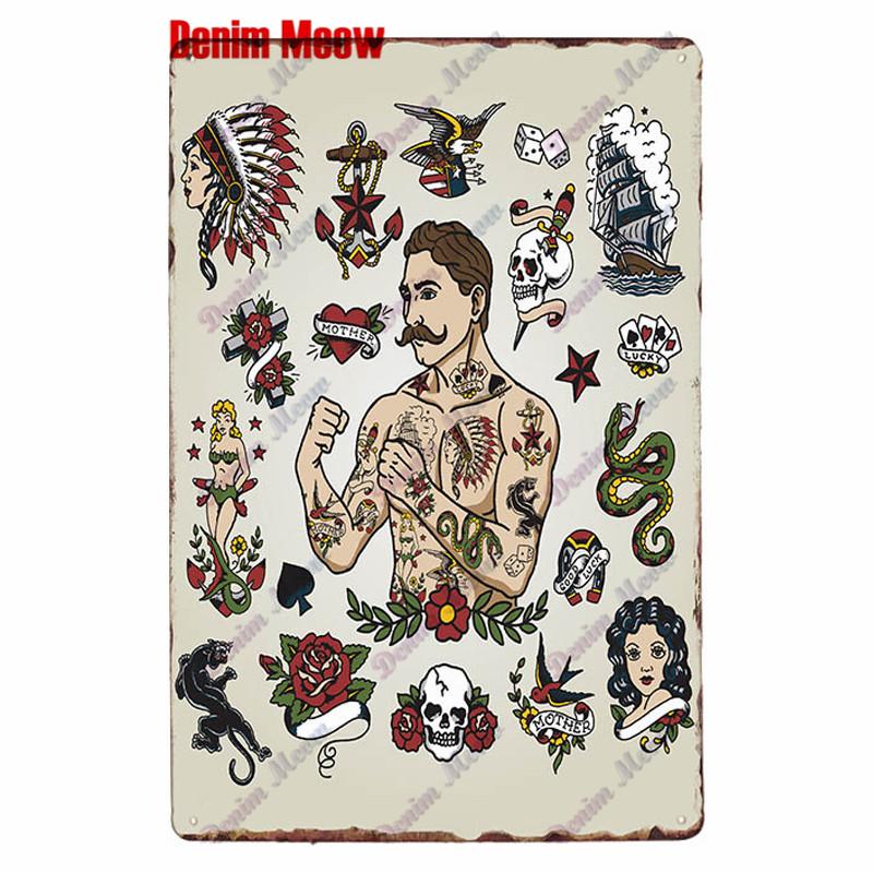 Классическая металлическая жестяная вывеска для студии татуировки, винтажная настенная художественная роспись, антикварный декор комнаты для салона татуировки, декор для дома в салоне, WY86