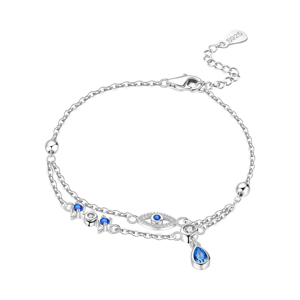 New 925 Silver Rose Gold Double-layer Heart Bracelet Chain Link Women Bracelet Birthday Festival Jewelry Gifts