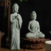Mini Thai Green Sandstone Figurine; Buddha Desk Decor for Office Zen Ambiance