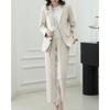 Yino Women's Suit Set: 2-Piece Pantsuit (Jacket and Straight Pants) with Elastic Waistband,