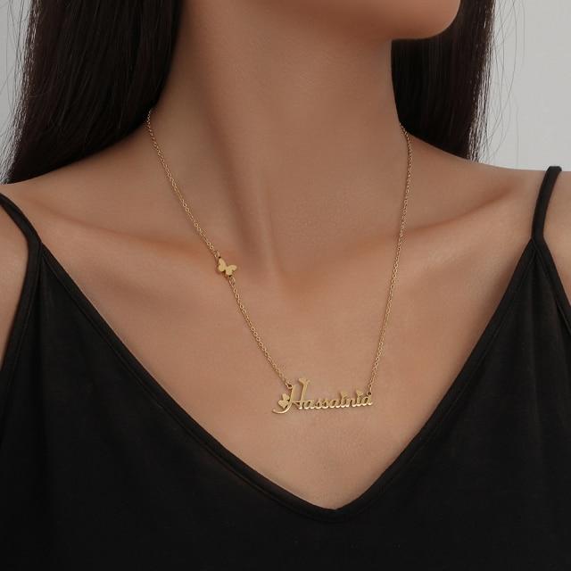 Персонализированное ожерелье из титана с подвеской в виде буквы имени из нержавеющей стали и золота для женщин, индивидуальные ювелирные изделия