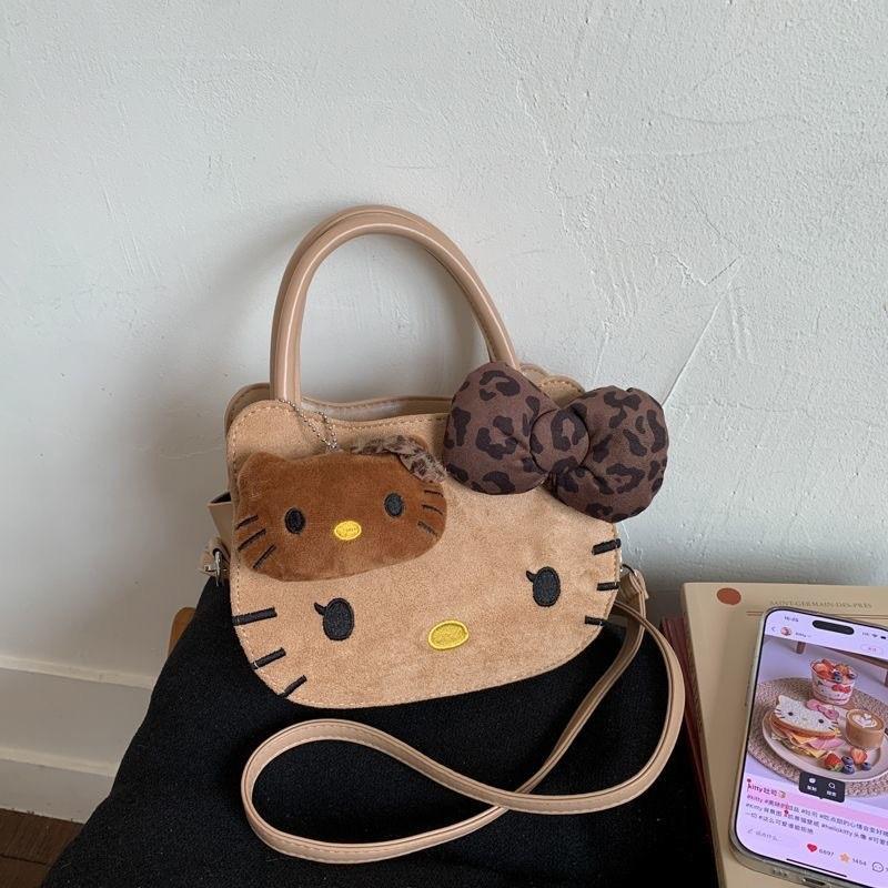Мультяшная сумка через плечо Hello Kitty для девочек из ПУ-материала с вместительным отделением